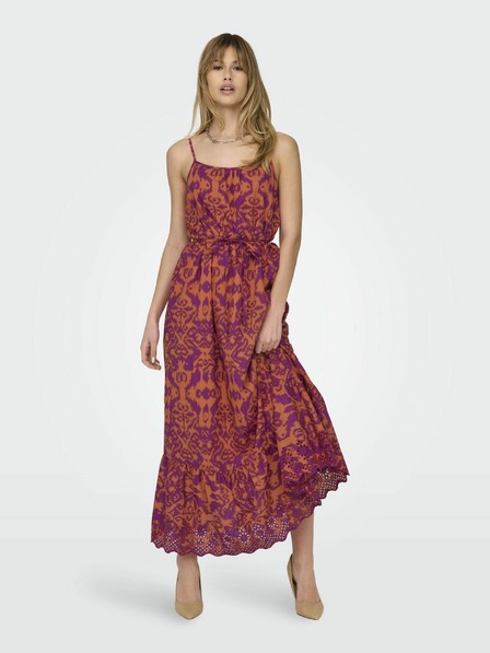ONLY Orangefarbenes gemustertes Midikleid für Damen ONLY Lou