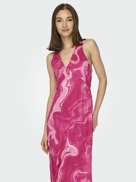 ONLY Dunkelrosa gemustertes Damen-Midikleid ONLY Jane