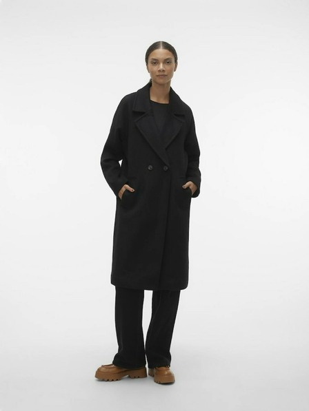 Vero Moda Schwarzer Damenmantel aus Wollmischung VERO MODA Hazel