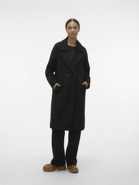 Vero Moda Schwarzer Damenmantel aus Wollmischung VERO MODA Hazel
