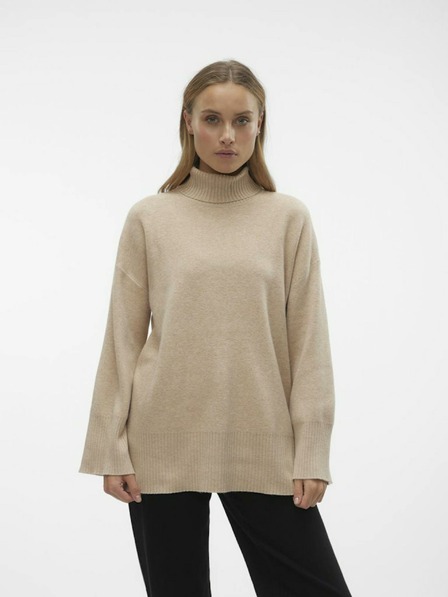 Vero Moda Beige Damen-Rollkragenpullover VERO MODA Goldneedle
