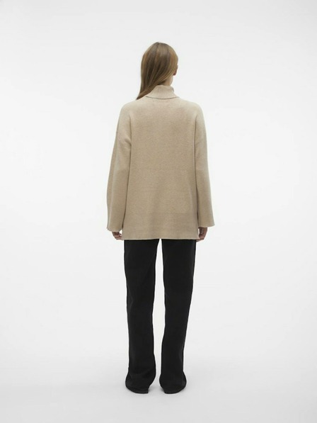 Vero Moda Beige Damen-Rollkragenpullover VERO MODA Goldneedle