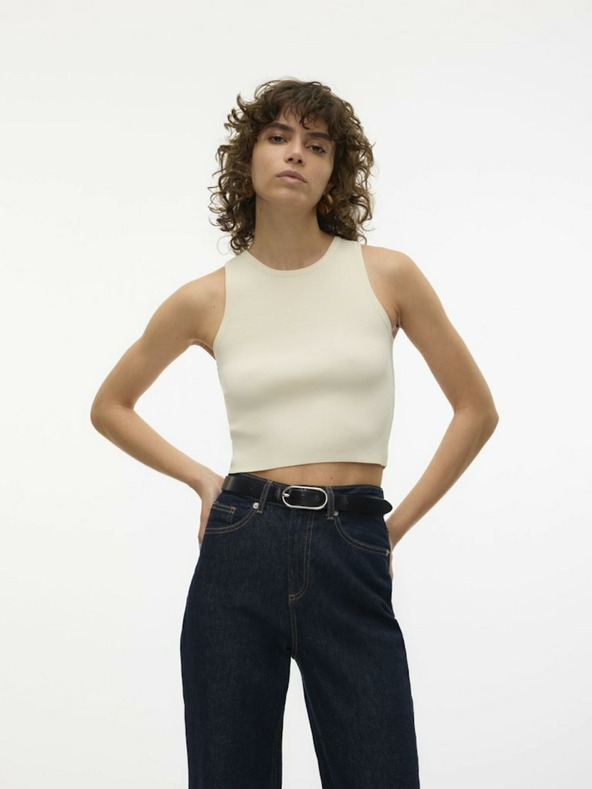 Vero Moda Beigefarbenes Damen-Crop-Top Vero Moda Ginny