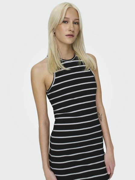 ONLY Schwarzes gestreiftes Damen-Midikleid ONLY Belfast