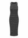 ONLY Schwarzes gestreiftes Damen-Midikleid ONLY Belfast