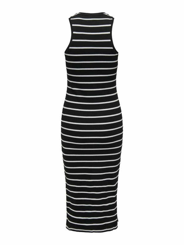 ONLY Schwarzes gestreiftes Damen-Midikleid ONLY Belfast
