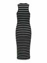 ONLY Schwarzes gestreiftes Damen-Midikleid ONLY Belfast