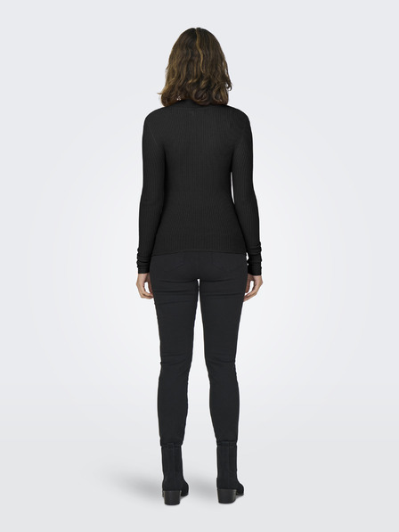 ONLY Schwarzer Damen Leichter Rippstrick Pullover ONLY Louisa