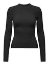 ONLY Schwarzer Damen Leichter Rippstrick Pullover ONLY Louisa