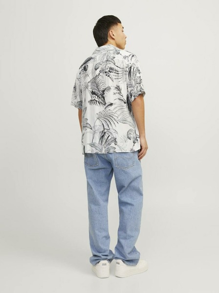 Jack & Jones Weißes und graues gemustertes Herren-Kurzarmhemd Jack & Jones Guru