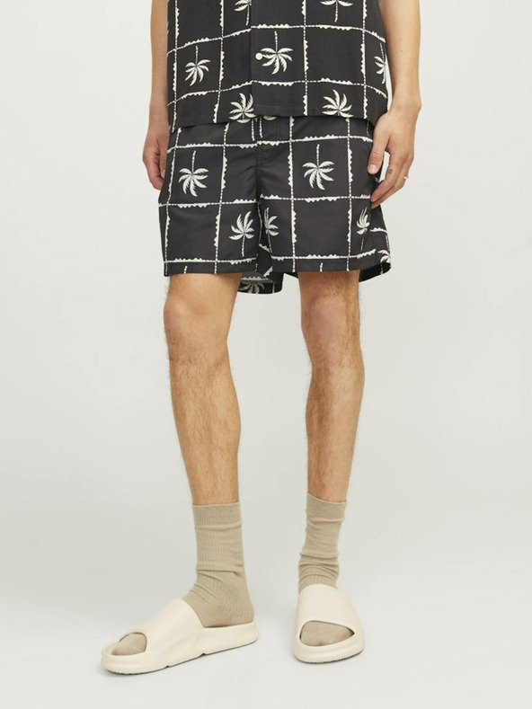 Jack & Jones Schwarz gemusterte Herren-Badebekleidung Jack & Jones Fiji