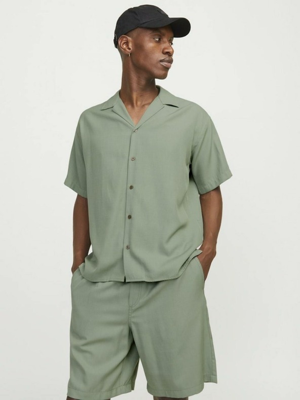 Jack & Jones Grünes Herren-Kurzarmhemd Jack & Jones Aaron