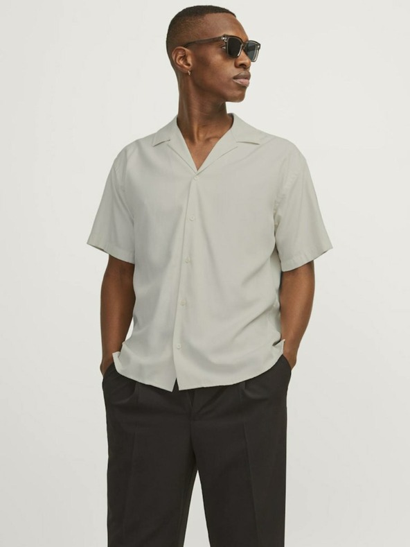 Jack & Jones Beige Herren-Kurzarmhemd Jack & Jones Aaron Shirt