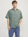 Jack & Jones Grünes Herren-Kurzarmhemd aus Leinen Jack & Jones Faro