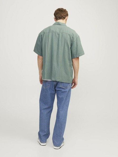 Jack & Jones Grünes Herren-Kurzarmhemd aus Leinen Jack & Jones Faro