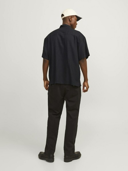 Jack & Jones Schwarzes Herren-Kurzarm-Leinenhemd Jack & Jones Faro