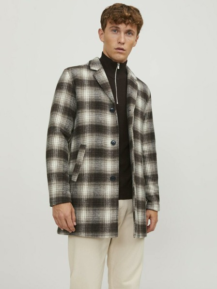 Jack & Jones Jack & Jones Zac Braun Herren Wollmantel kariert
