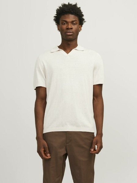 Jack & Jones Cremefarbenes Herren-Poloshirt aus Leinen von Jack & Jones