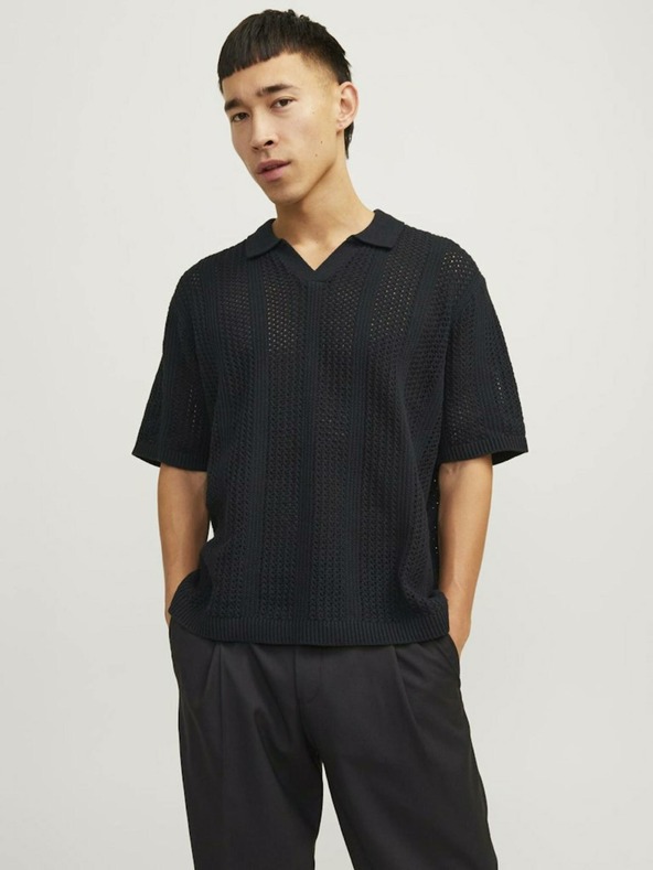 Jack & Jones Schwarzes Herren-Poloshirt Jack & Jones Taormina