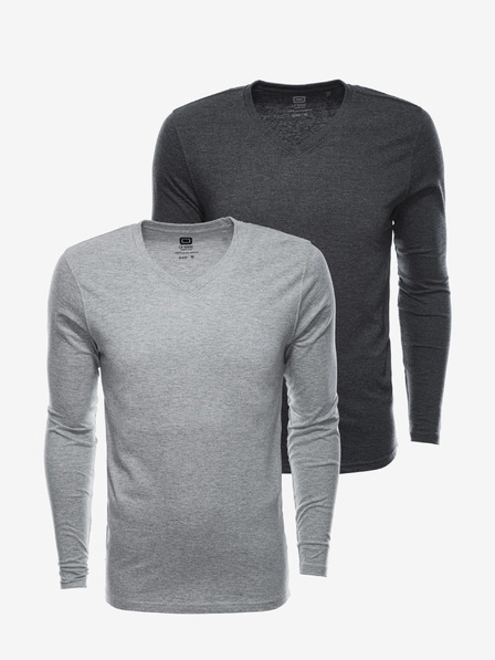 Ombre Clothing Herren Langarm-T-Shirt ohne Druck - Mix 2 Stück im Pack V1 Z41 basic