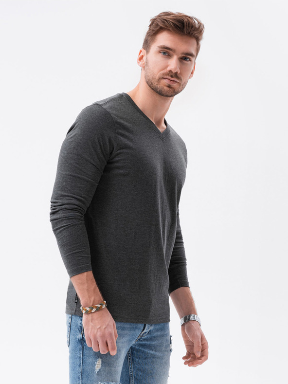 Ombre Clothing Herren Langarm-T-Shirt ohne Druck - Mix 2 Stück im Pack V1 Z41 basic