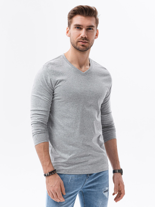 Ombre Clothing Herren Langarm-T-Shirt ohne Druck - Mix 2 Stück im Pack V1 Z41 basic