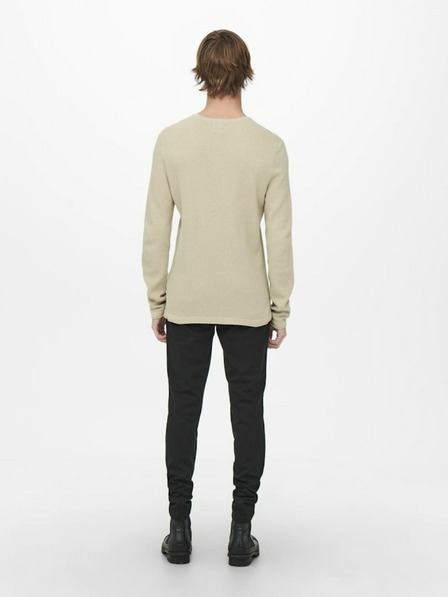 ONLY & SONS Beige Herren-Basispullover ONLY & SONS Panter