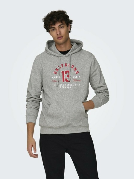 ONLY & SONS Hellgrauer Herren-Kapuzenpullover ONLY & SONS Lenny