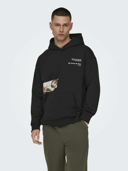 ONLY & SONS Schwarzer Herren-Kapuzenpullover ONLY & SONS Apoh