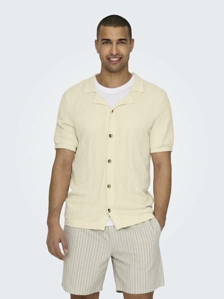 ONLY & SONS Cremefarbenes Herren-Strickhemd ONLY & SONS Diego