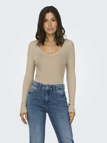 ONLY Beigefarbener Damen-Ripppullover ONLY Julie