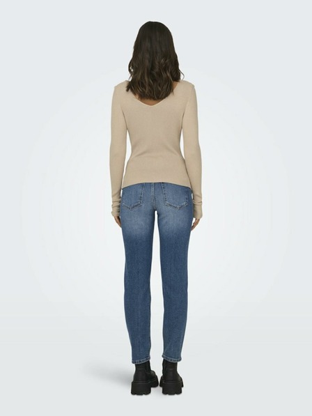 ONLY Beigefarbener Damen-Ripppullover ONLY Julie