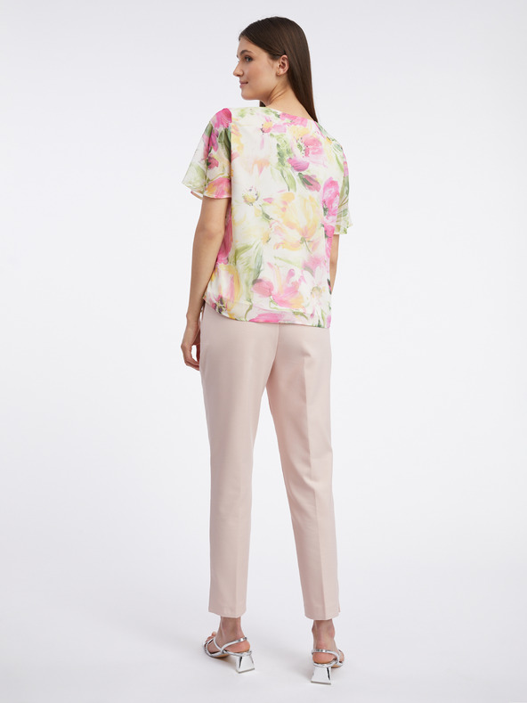 Orsay Rosa und weiße geblümte Damenbluse ORSAY