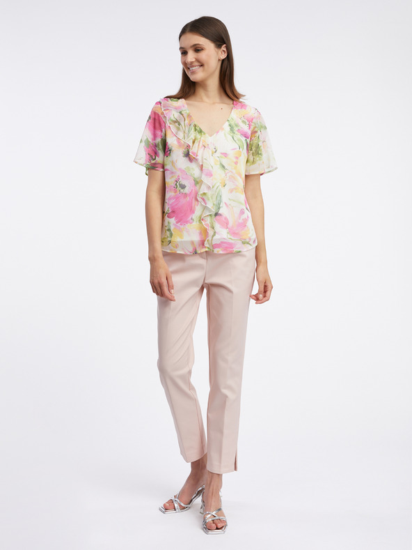 Orsay Rosa und weiße geblümte Damenbluse ORSAY