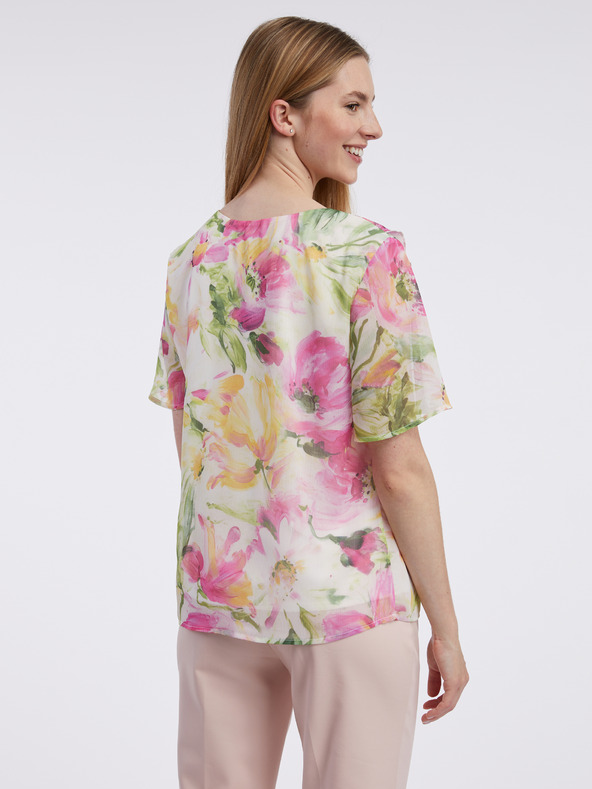 Orsay Rosa und weiße geblümte Damenbluse ORSAY