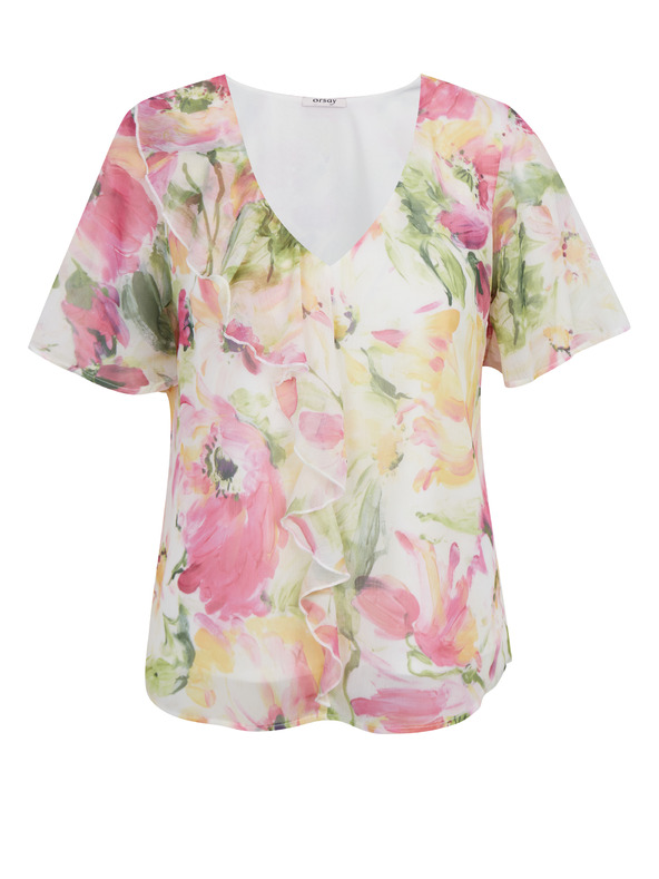 Orsay Rosa und weiße geblümte Damenbluse ORSAY
