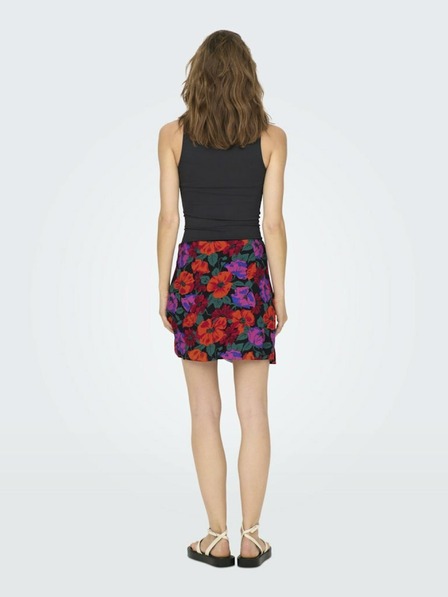 ONLY Schwarzer und roter Damen-Minirock mit Blumenmuster ONLY Nova