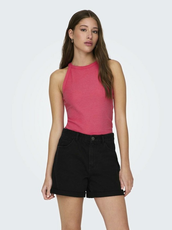 ONLY Dunkelrosa geripptes Basic-Top für Damen ONLY Emma