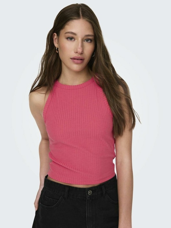 ONLY Dunkelrosa geripptes Basic-Top für Damen ONLY Emma