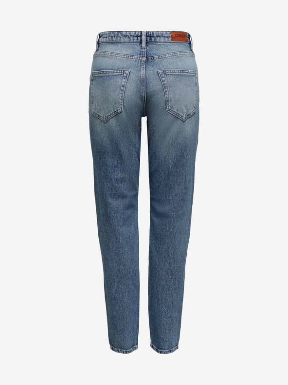 ONLY Blaue Mom-Fit-Jeans mit Stickerei-Effekt ONLY Veneda