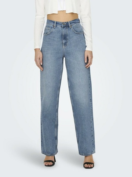ONLY Blaue Damenjeans mit weitem Bein ONLY Dean