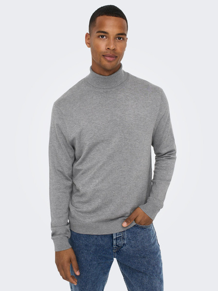 ONLY & SONS Grauer Herren ONLY & SONS Wyler Rollkragenpullover aus Denim