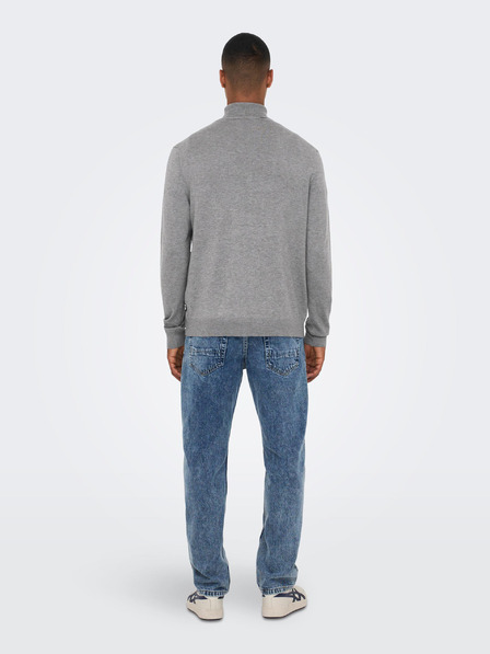 ONLY & SONS Grauer Herren ONLY & SONS Wyler Rollkragenpullover aus Denim