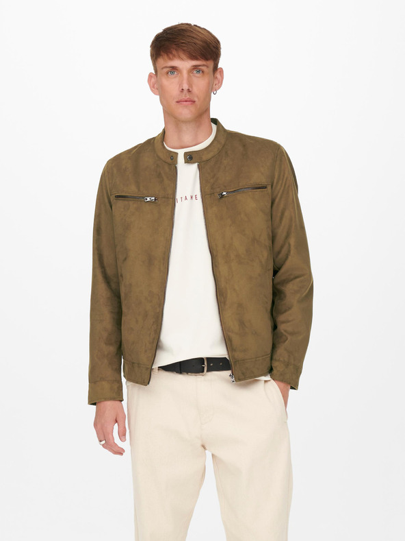 ONLY & SONS Braune Wildlederjacke ONLY & SONS Willow