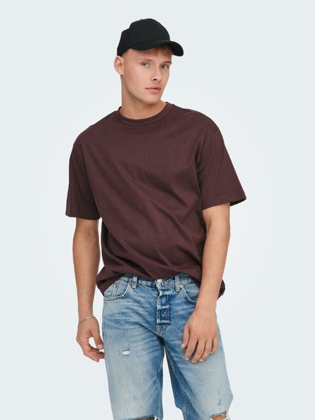 ONLY & SONS ONLY & SONS Fred burgunderfarbenes Basic-T-Shirt