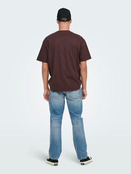 ONLY & SONS ONLY & SONS Fred burgunderfarbenes Basic-T-Shirt