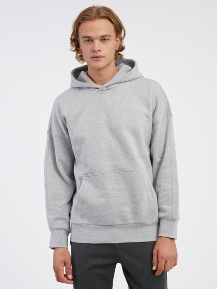ONLY & SONS Hellgrauer Herren-Kapuzenpullover ONLY & SONS Dan, gestromt