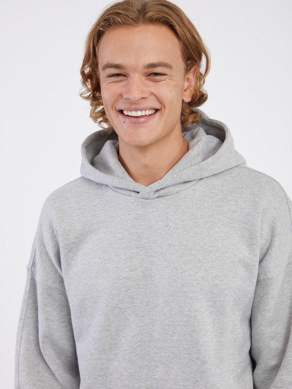 ONLY & SONS Hellgrauer Herren-Kapuzenpullover ONLY & SONS Dan, gestromt