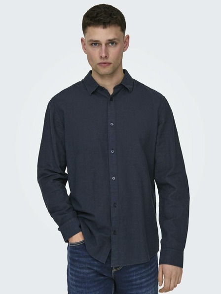 ONLY & SONS Dunkelblaues Herren ONLY & SONS Caiden Leinenhemd