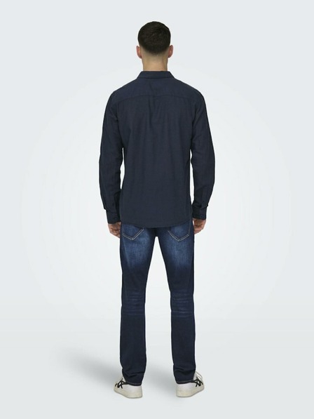 ONLY & SONS Dunkelblaues Herren ONLY & SONS Caiden Leinenhemd